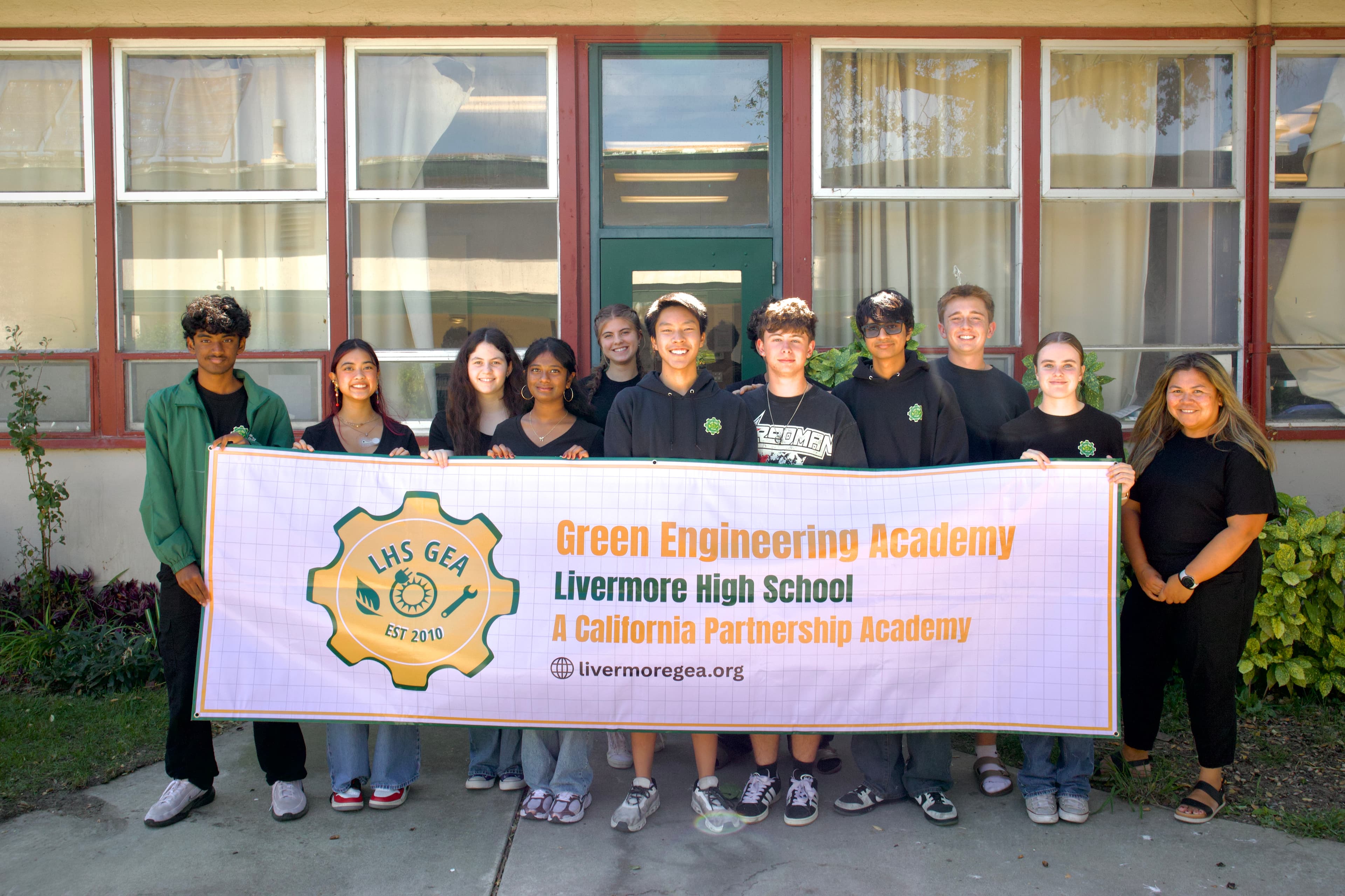 The 2026 GEA leadership team holding the Green Engineering Academy banner